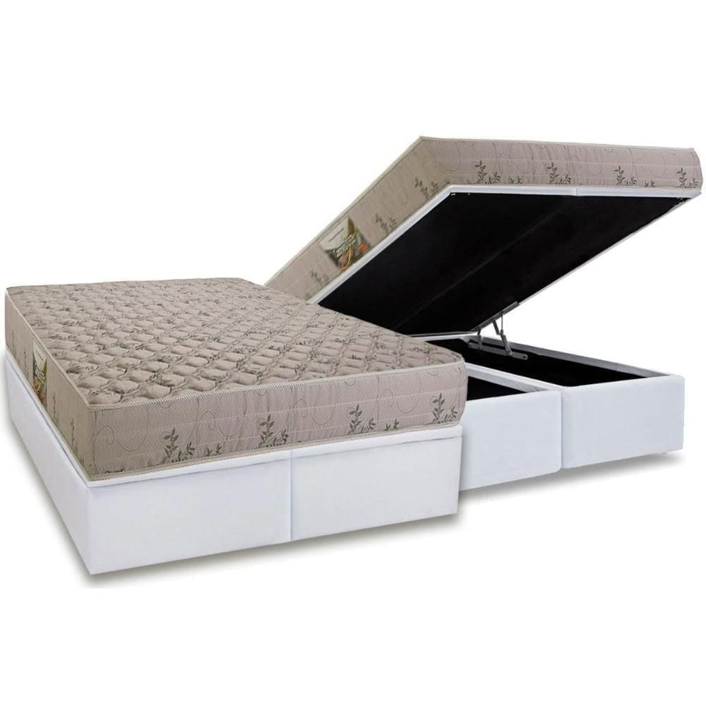Conjunto Box Baú Queen: Colchão Espuma Herval D33 Cannes + Base CRC Linhão White (158x198)