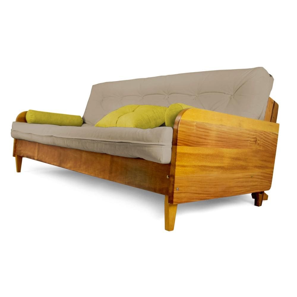 Sofá Cama Paris Sarja Madeira Nobre Natural