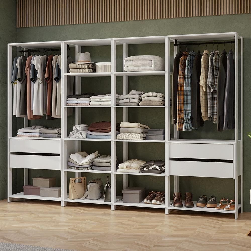 Guarda-roupa Closet Modulado 4 Gavetas 258 Cm Valencia Madesa 02 Branco