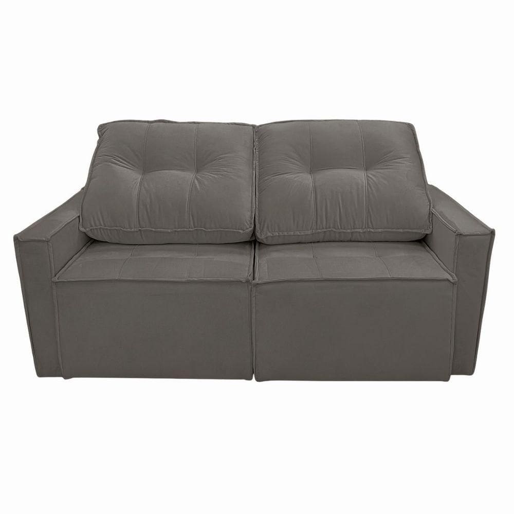 Sofá Retrátil Reclinável 2 Lugares Para Sala Suede ávila Cinza