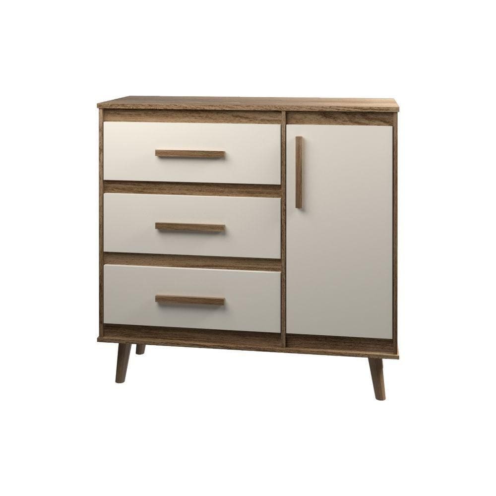 Cômoda Sapateira 3 Gavetas Maya Com Puxadores E Pés Retro Design Moderno Quarto Savana Mobília Decor
