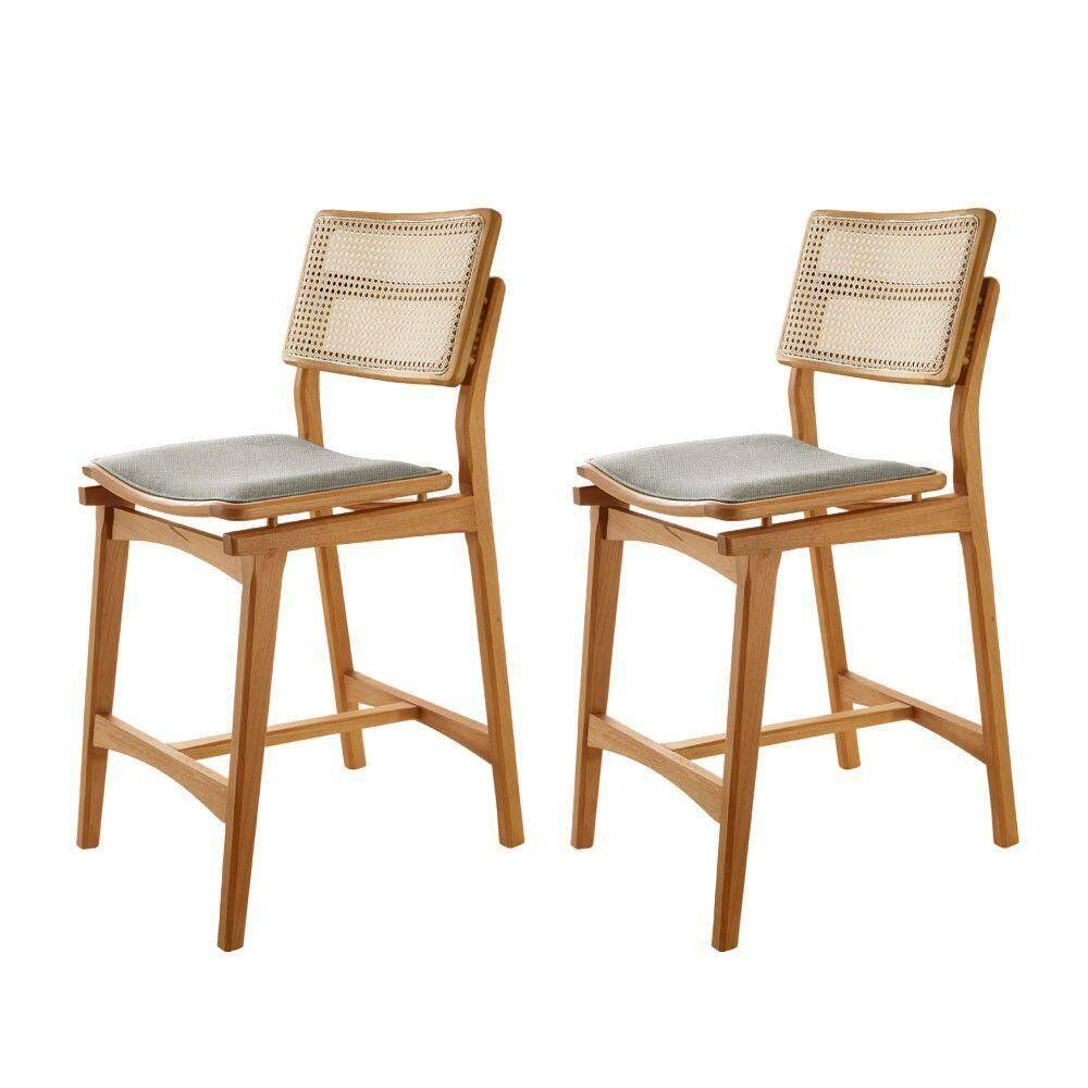Conjunto Com 2 Banquetas Eva Premium Luna Imbuia Natural