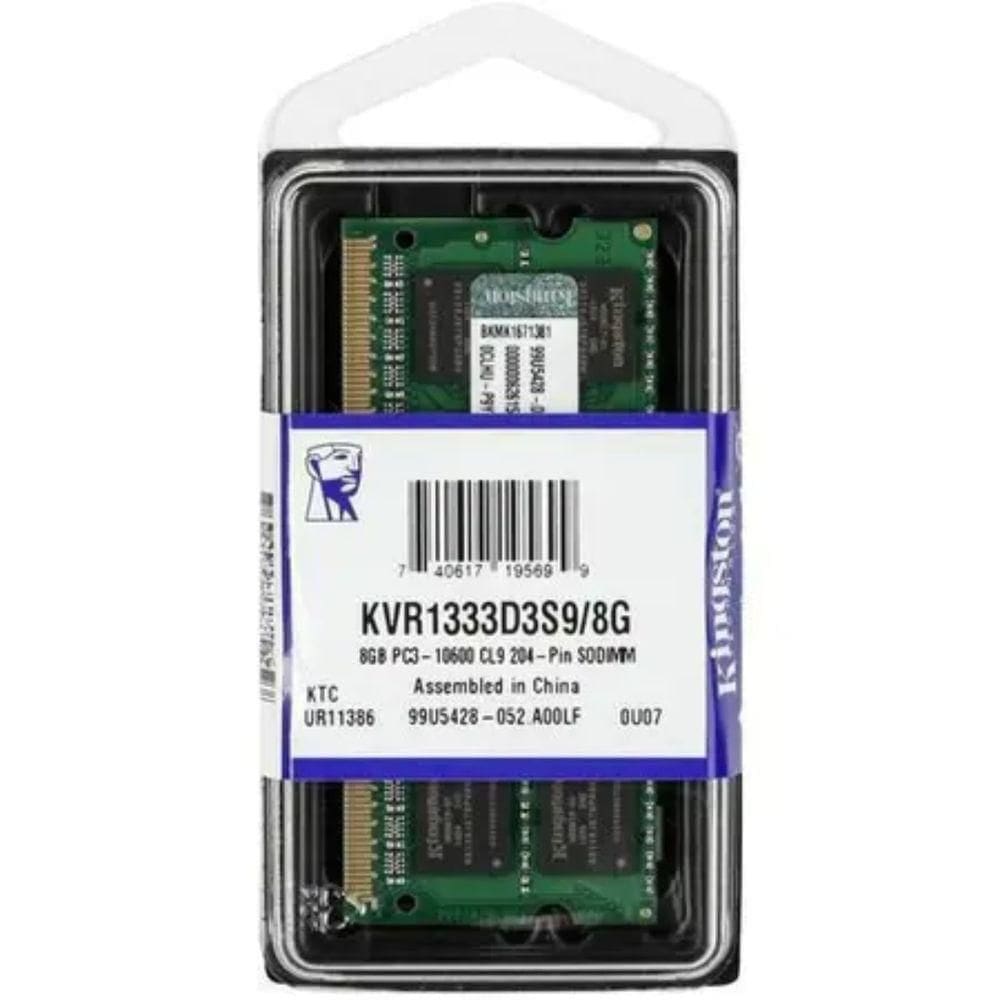 Memoria Notebook 8gb - Ddr3 - 1333mhz - Kingston - Kvr1333d3s9-8
