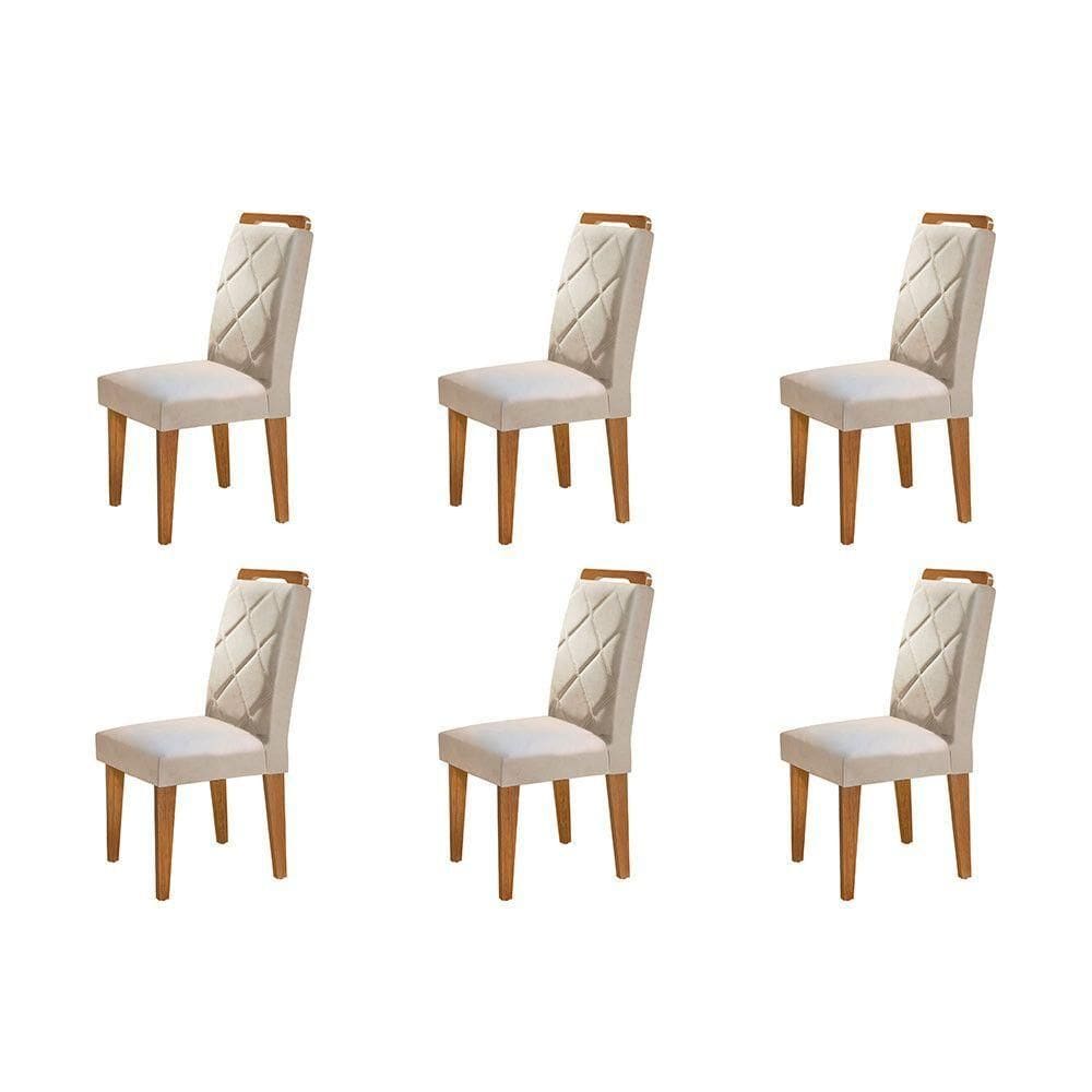 Conjunto Com 6 Cadeiras Para Sala De Jantar Melissa Rufato Imbuia/veludo Creme