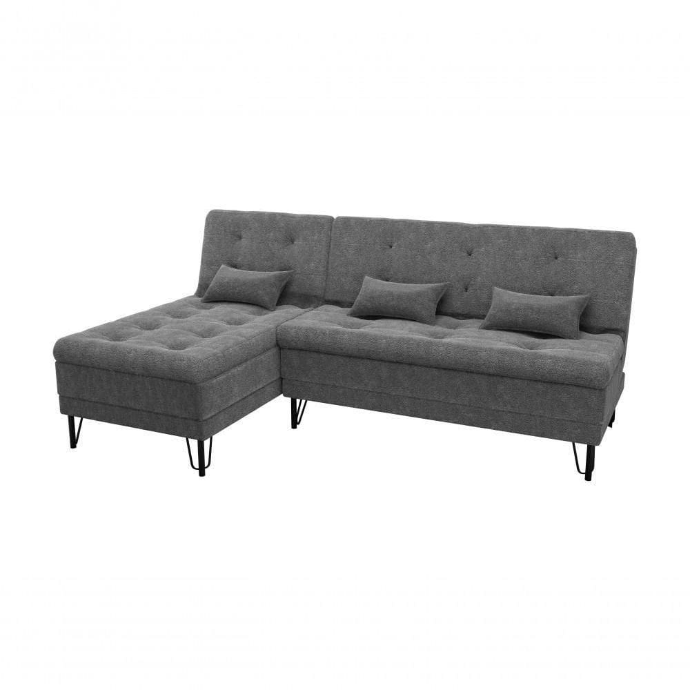 Sofá Cama 3 Lugares Com Chass Casal Luxo Premium Nice Matrix Boucle Cinza
