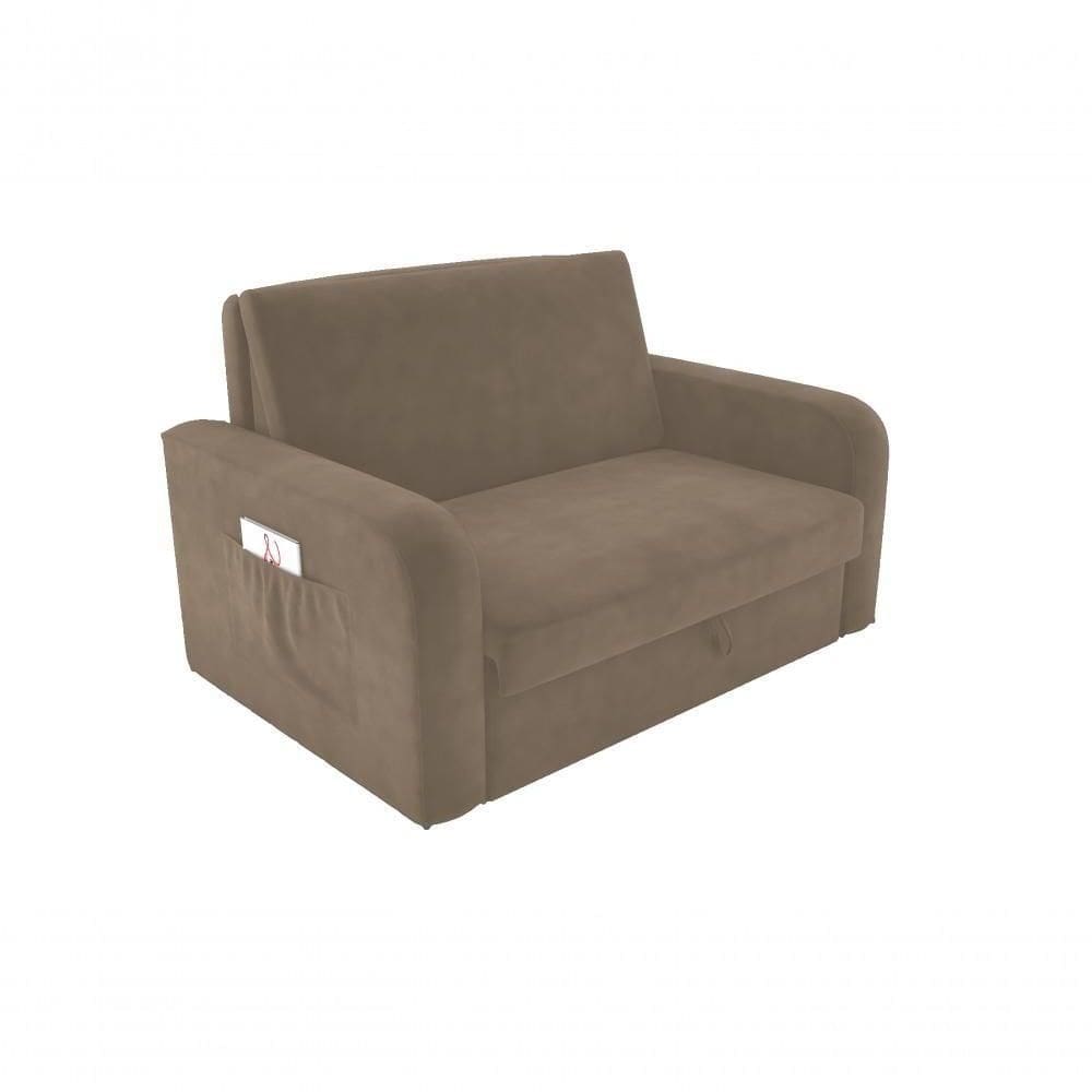 Sofá Cama 2 Lugares Compacto Com Baú 145 Larg Daiane Matrix Veludo Capuccino
