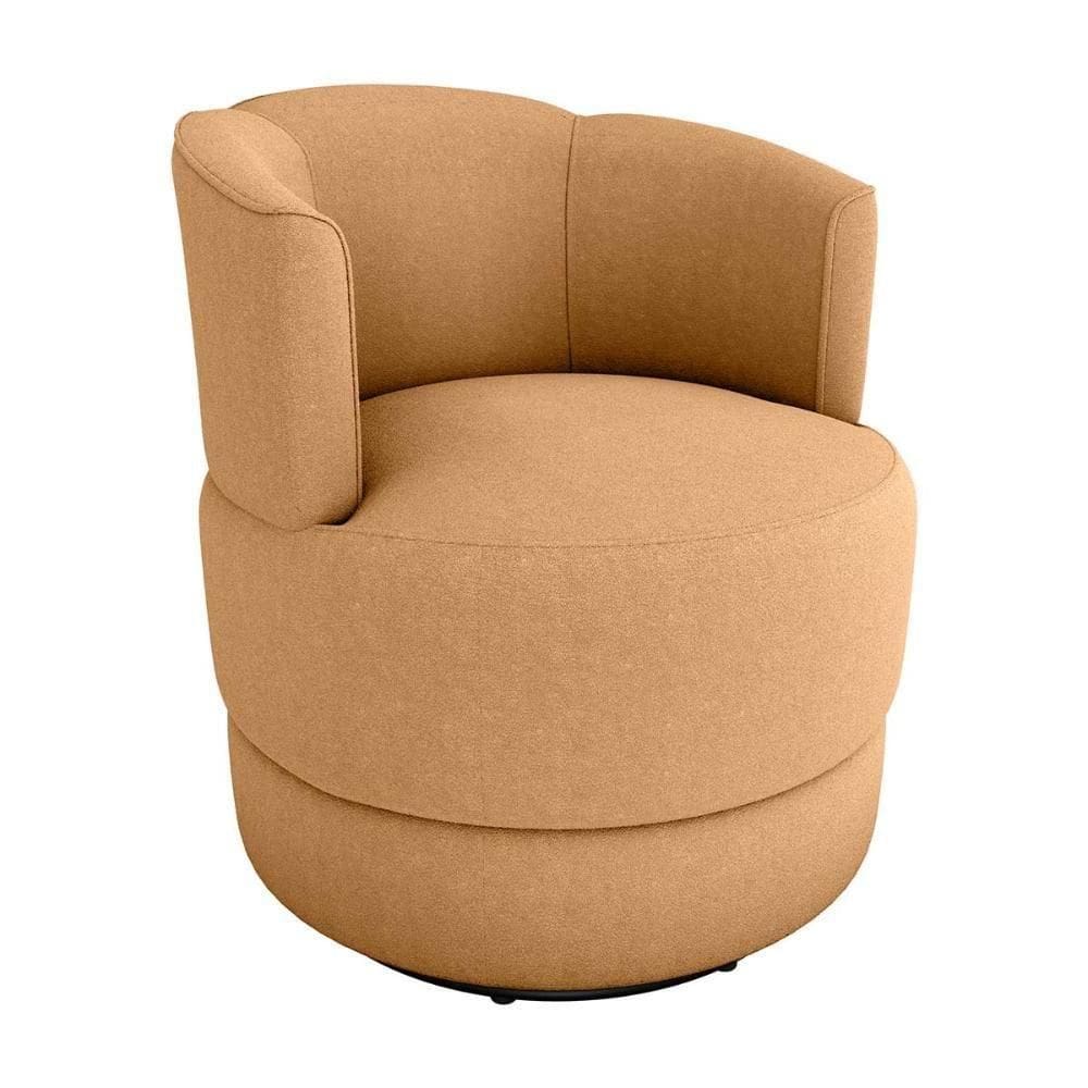 Poltrona Giratória Para Descanço Com Base De Metal Marselha Matrix Boucle Mostarda