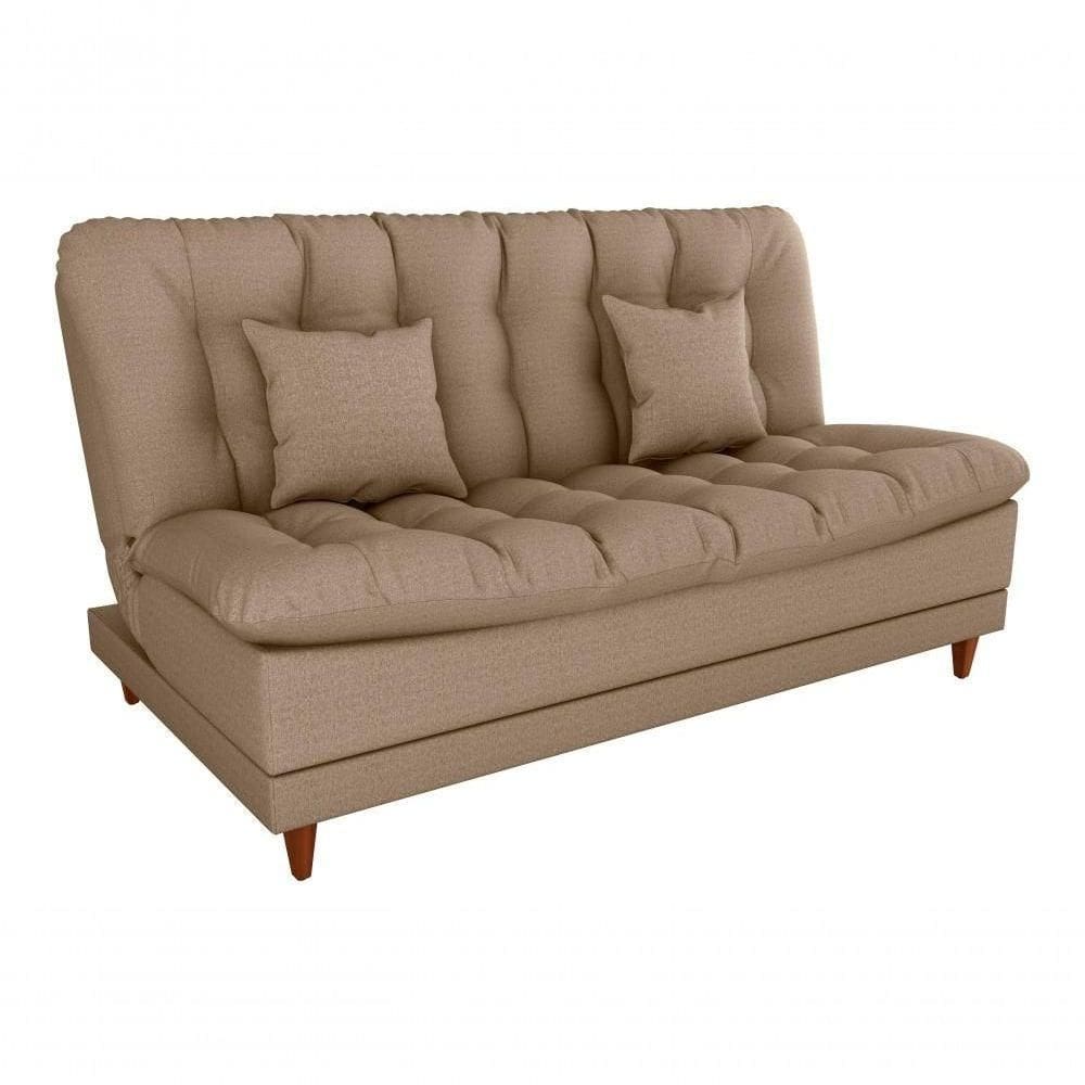 Sofá Cama 3 Lugares Casal Confortável 1,85 Larg Duda Matrix Linho Areia