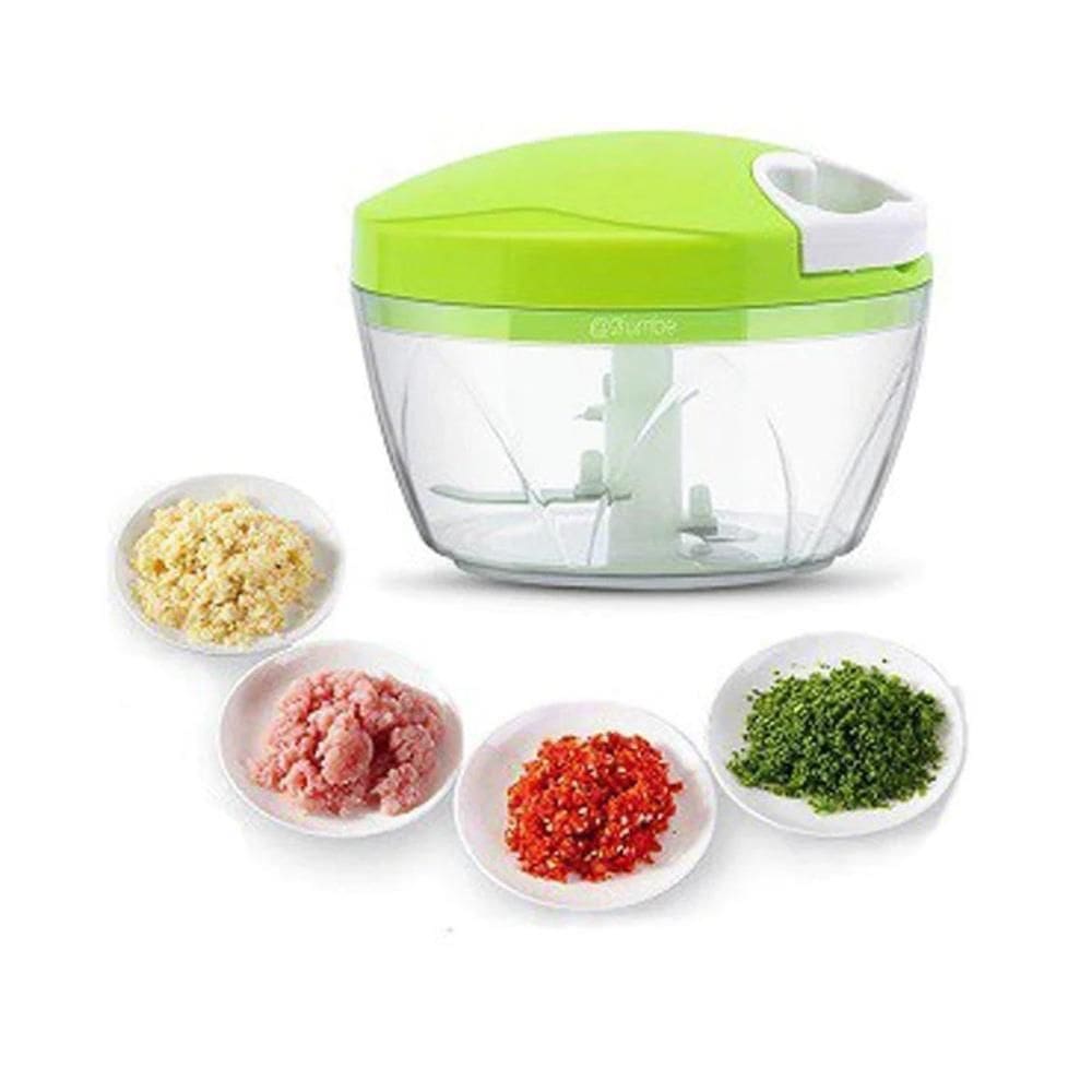 Triturador Processador Alimentos Moedor Manual De Alho Cebola Temperos Mini Mixer 3 Laminas