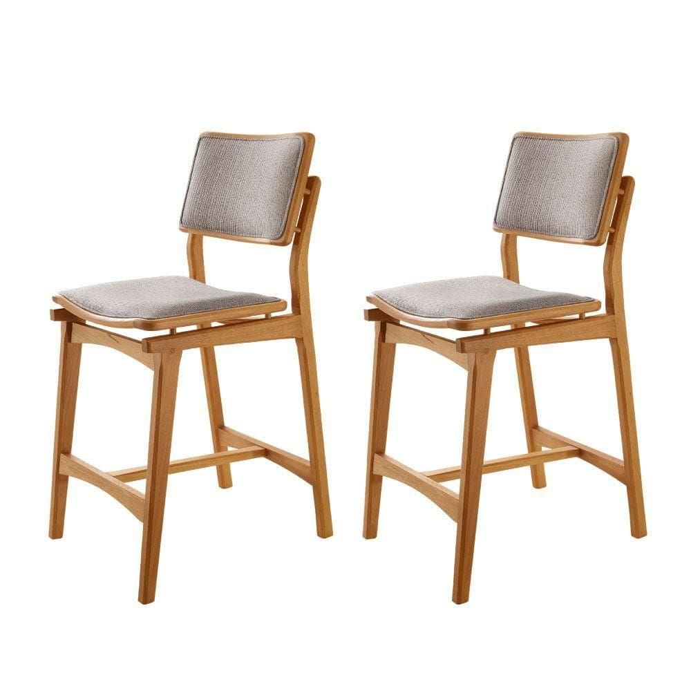Conjunto Com 2 Banquetas Eva Moderna Brisa Imbuia Natural.