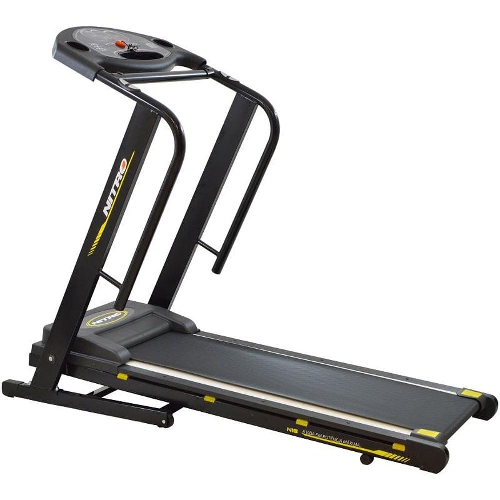 Esteira Elétrica Polimet Residencial Academia Fitness Dobrável Nitro N16 Bivolt 127V/220V Cor Preto