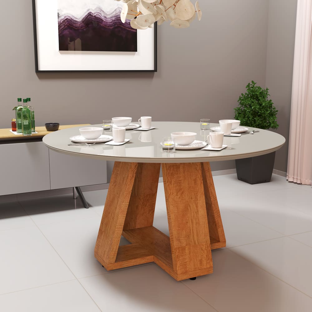 Mesa Redonda De Jantar 90x90 Estrutura Resistente Moderna Para Sala Ou Cozinha