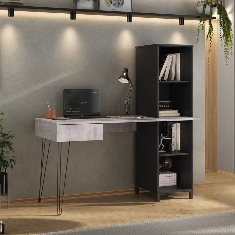 Escrivaninha Artany Fusion Concreto/Preto 6277