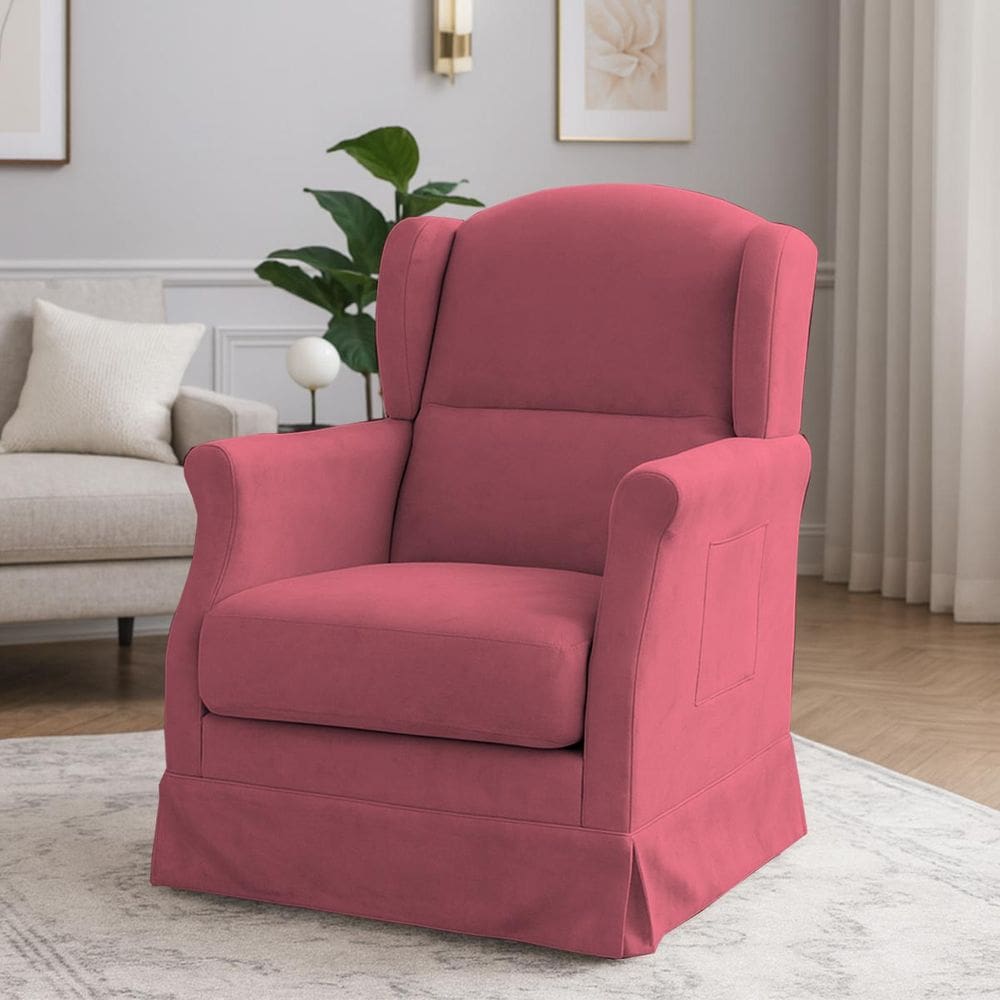 Poltrona Serena Amamentação Balanço e Puff Rosa