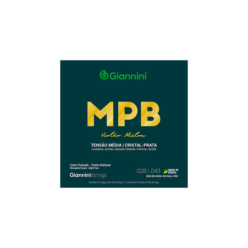 Encordoamento Corda Violão Nylon Giannini Mpb Cristal Prata