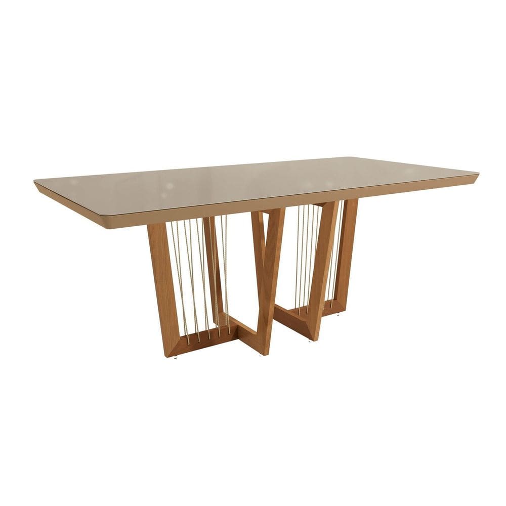 Mesa Clara para Sala de Jantar Premium Freijo/Bronze