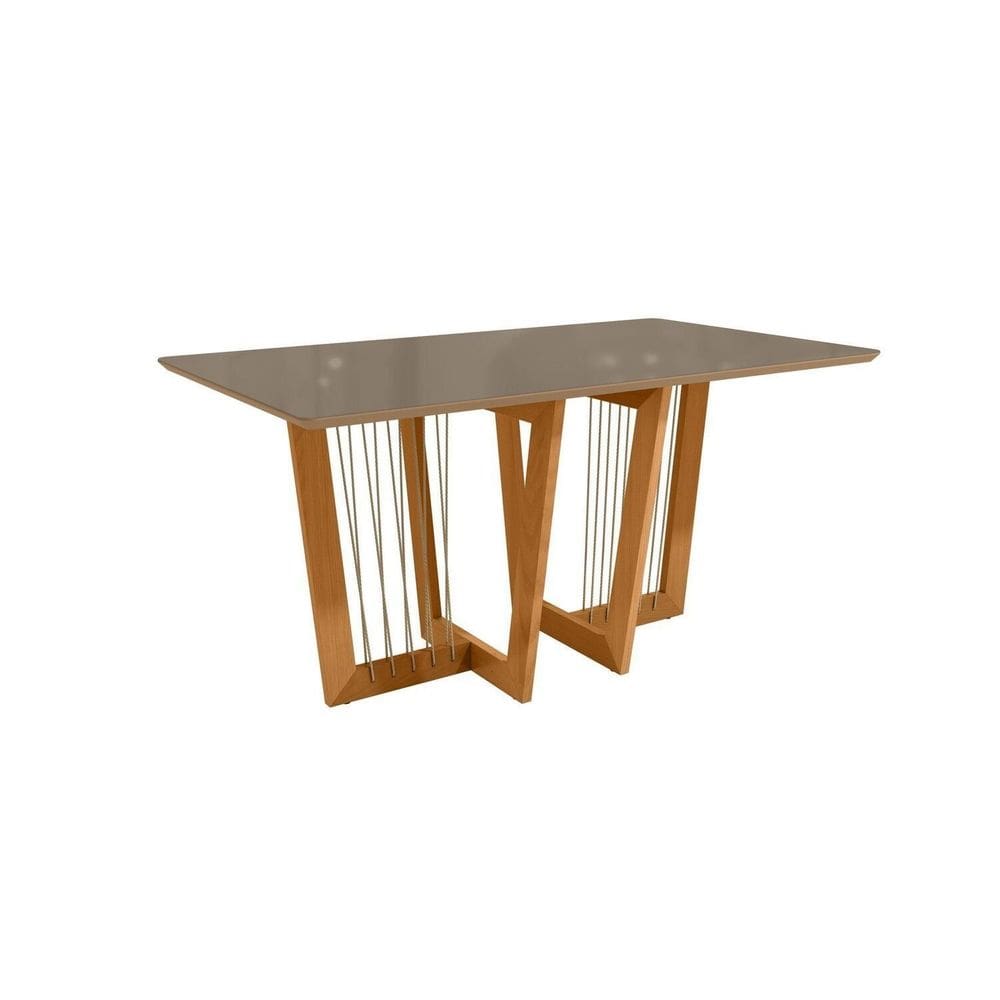 Mesa Clara para Sala de Jantar Premium Freijo/Bronze