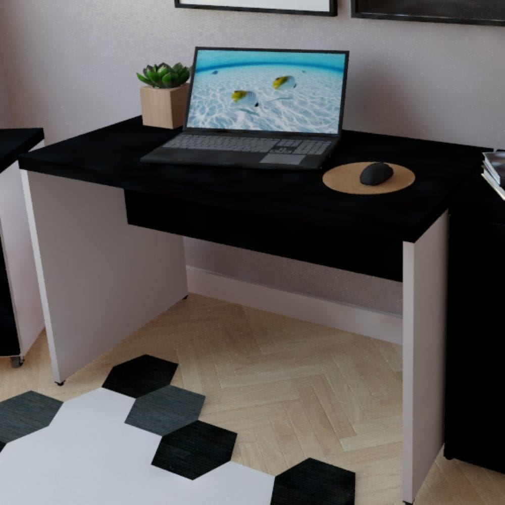 Mesa para Escritório 110cmx60cm Branco/Preto