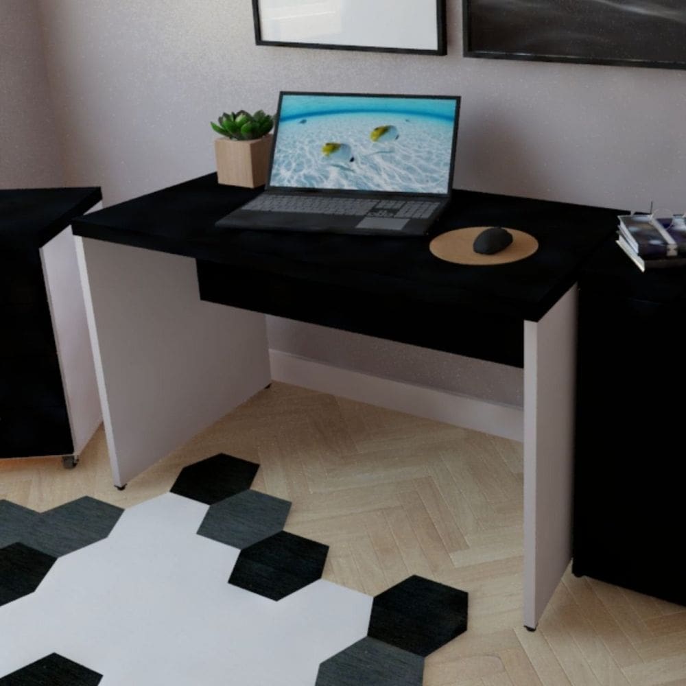 Mesa para Escritório 130cmx60cm Branco/Preto