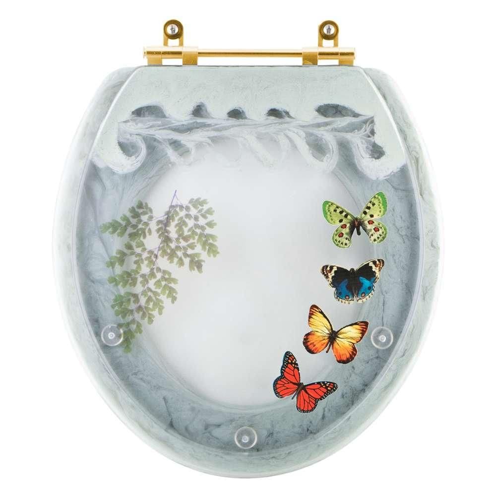 Assento Sanitário Poliéster Oval Convencional Verde Agua com 4 Borboletas para todas as marcas Com Ferragem Dourada
