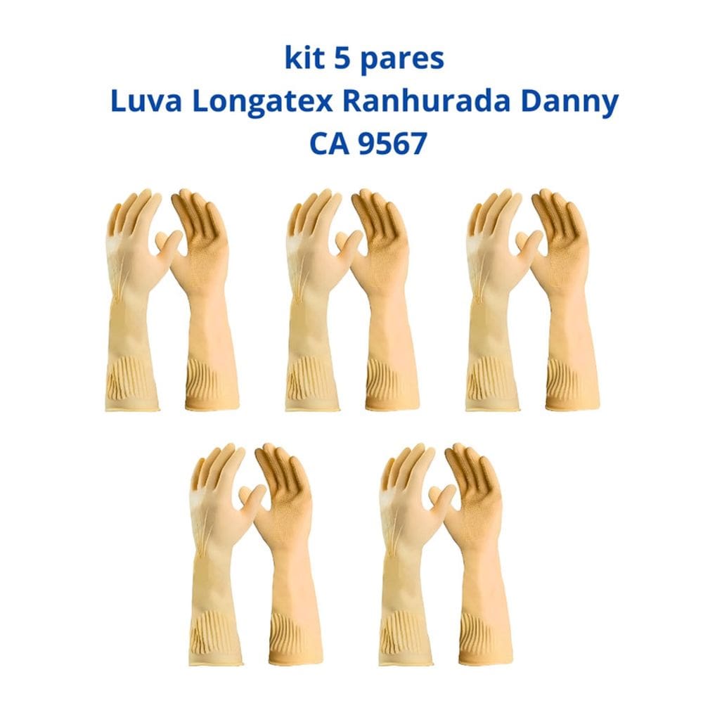 Kit 5 Luvas Longatex Ranhurada Danny CA 9567