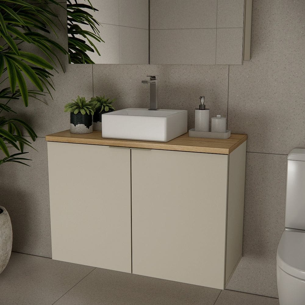 Gabinete de Banheiro 90cm X 65cm Marrom Panna / Carvalho