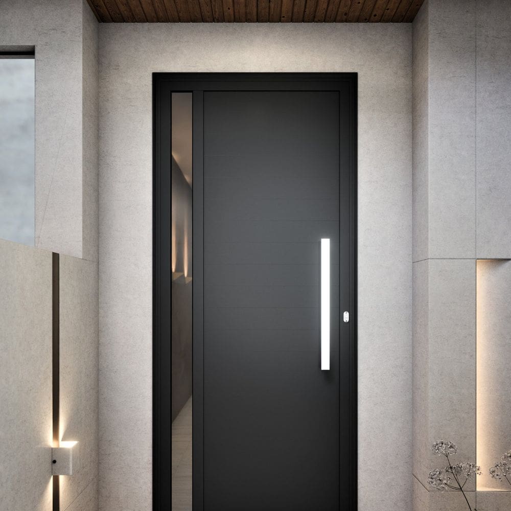 Porta de Alumínio de Giro Lambri com Puxador de 60cm 215x95cm Lucasa Ideale Preto