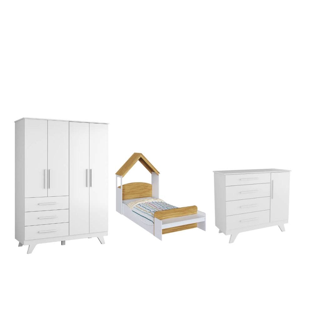 Quarto Bebe Completo MDF Dorabelly Retro Ls Com Cama Lua