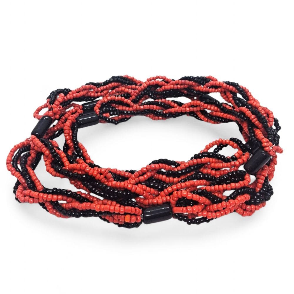 Guia Brajá 8 fios Exú Preta e Vermelha com Firma 70 cm