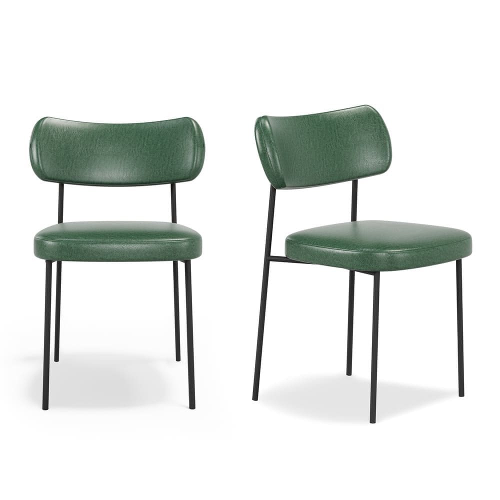Kit 2 Cadeiras de Jantar Stela Couro Sintetíco Verde - Vallisa Decor