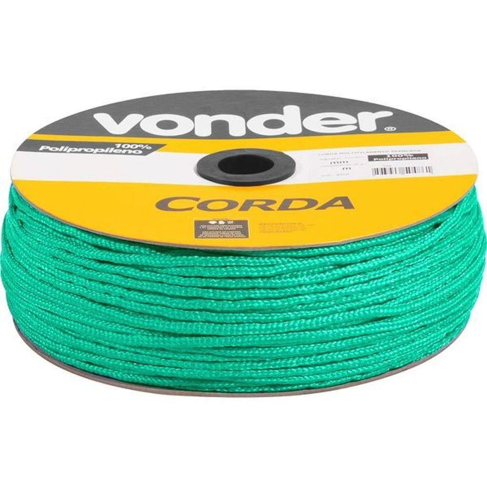 Corda Multifilamentada Trançada 6mmx165m 2,55kg Verde Polipr