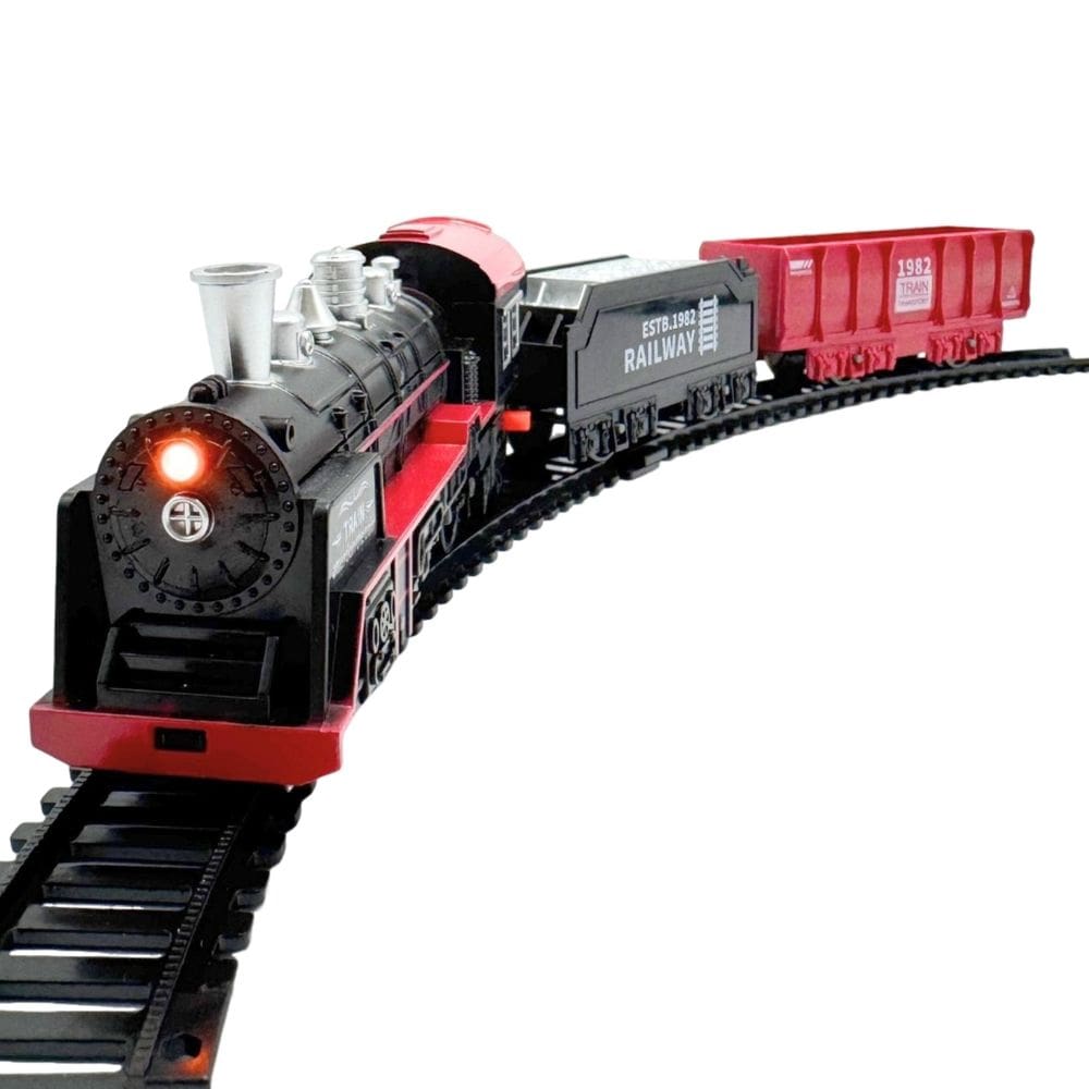 Trenzinho Locomotiva Vagão E Trilho Anda A Piha 13 Pcs Farol e Som