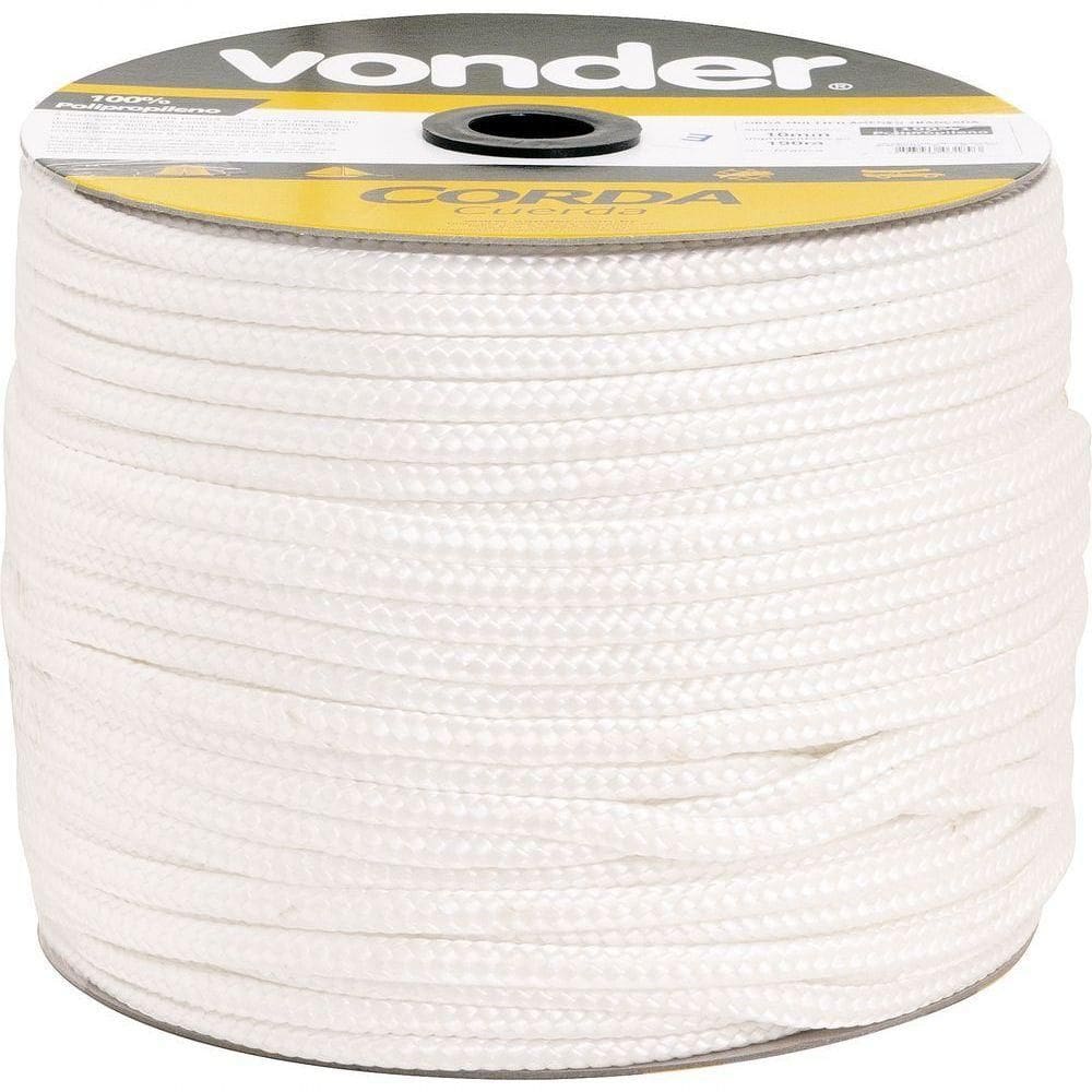 Corda Multifilamento Trançada 8,0mm 8,0kg 258m Branca Vonder