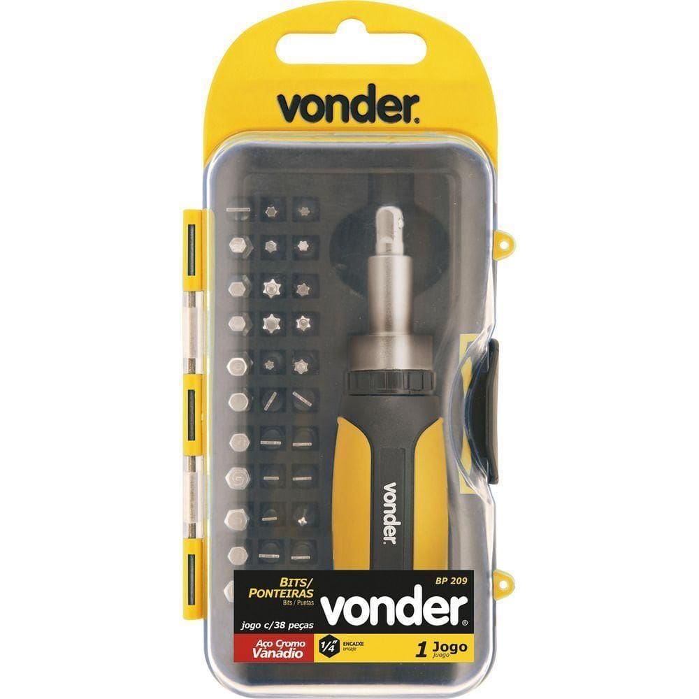 Jogo Bits Ponteiras 1-4” Com 38 Pç Cromo Vanádio Bp209 Vonder