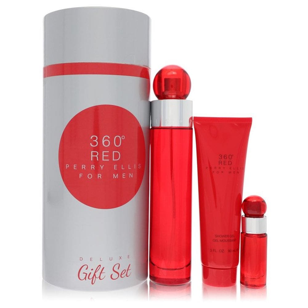 Caixa Presente  100 ML Eau De Toil.7 ML Mini EDT+90 ML Gel de Banho Tube Box Masculino Perry Ellis 360 Red Col.