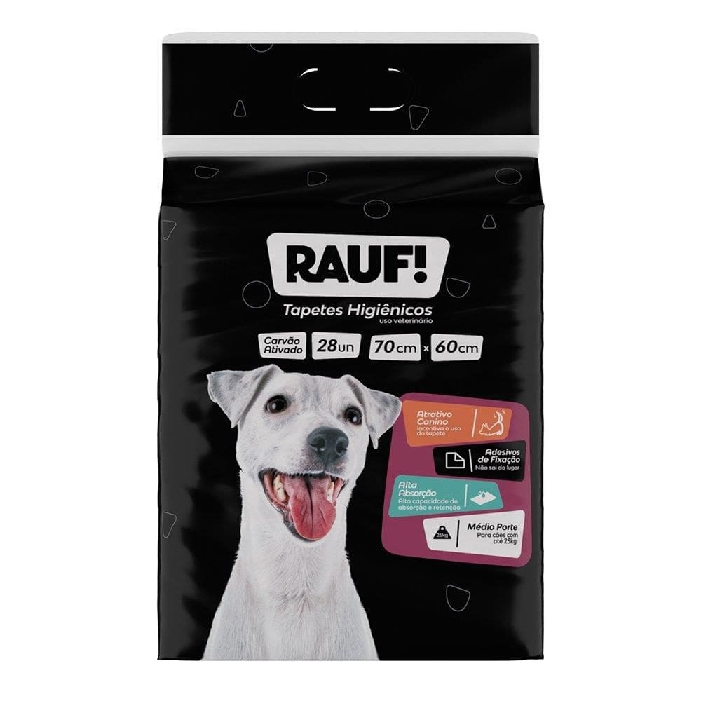 Tapete Higiênico Rauf Carvão Ativado 70x60cm - Embalagem com 28 Unidades