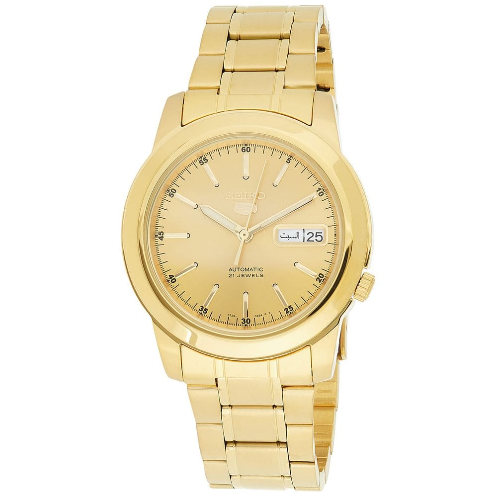 Relógio Seiko SNKE56 5 automático para homens em aço dourado