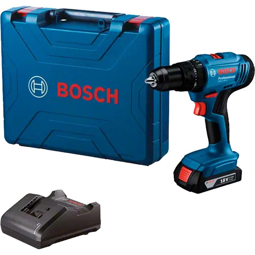 Furadeira e Parafusadeira Bosch 18 Volts GSB 183-LI, com Maleta e 1 Bateria