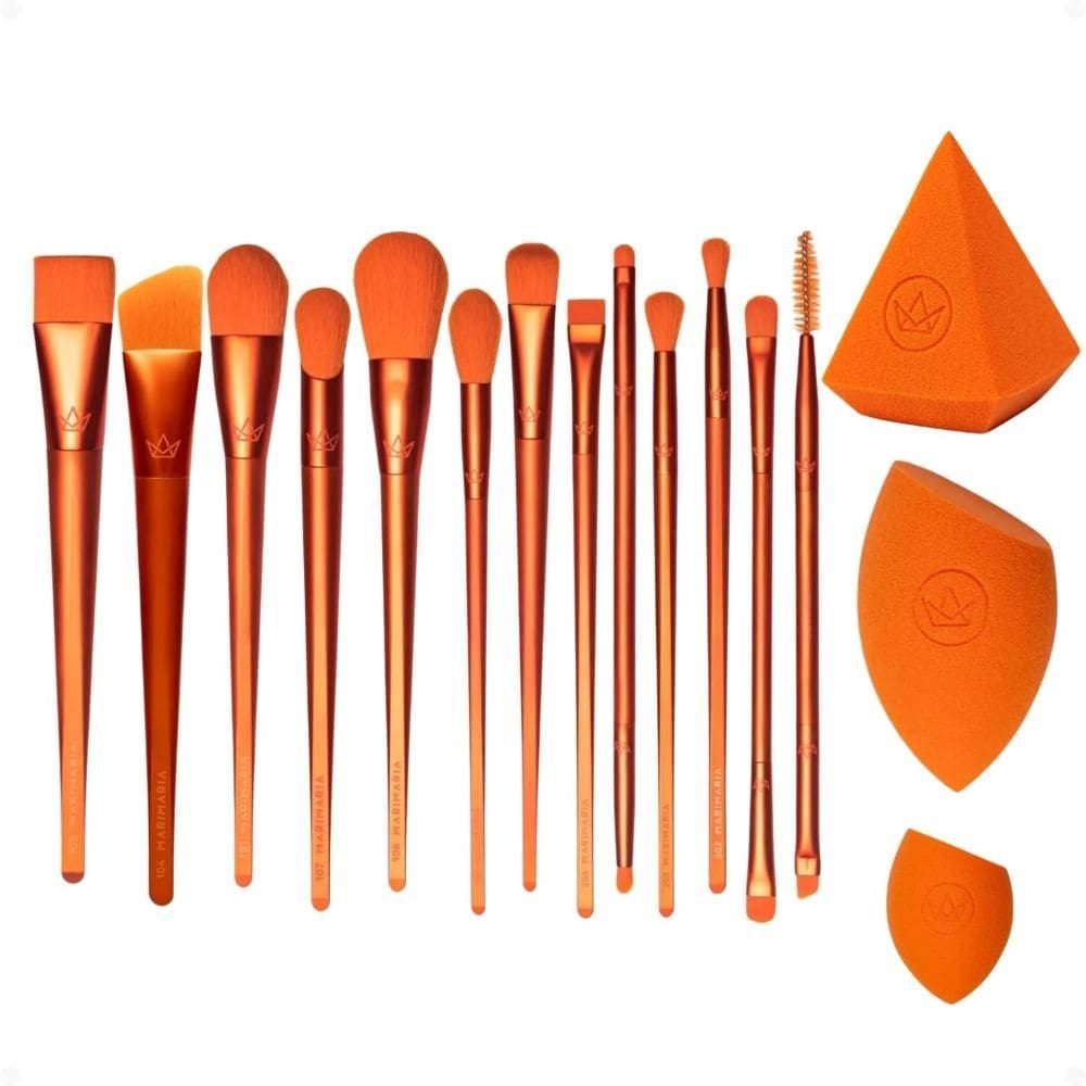 Kit Mari Maria Makeup: 13 Pincéis Profissionais Para Maquiagem e 3 Esponjas