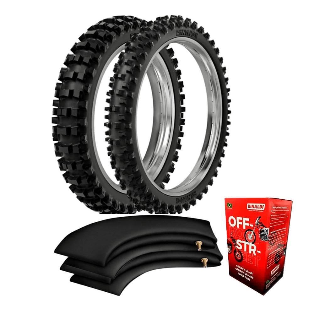 Kit Pneu Crf 230 Crf 250 110/100-18 + 90/90-21 Sr39 Rinaldi + Camara