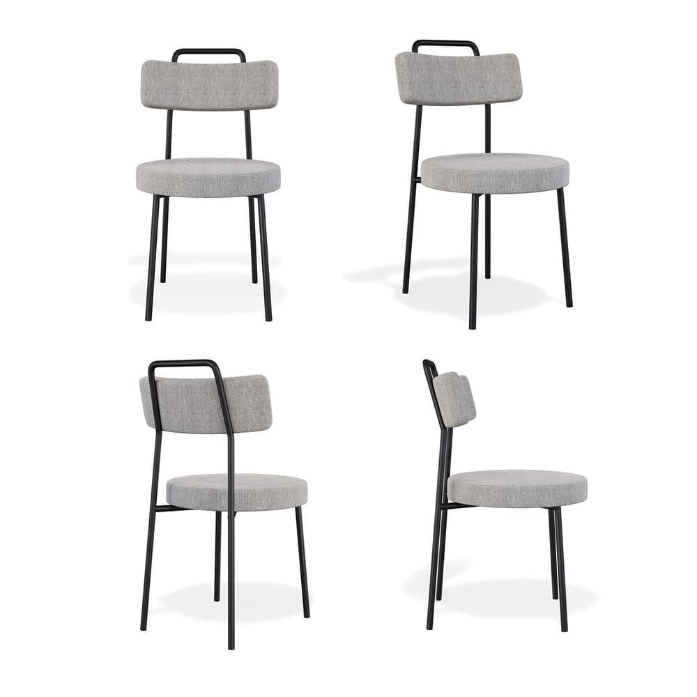 Conjuto 4 Cadeiras Fixa Ster Escritório Linho Cinza - Vallisa Decor