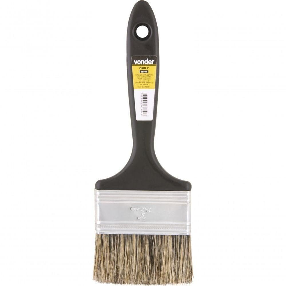 Pincel 3 Cerdas Gris Cabo Plástico Para Tintas Latéx E Acrí