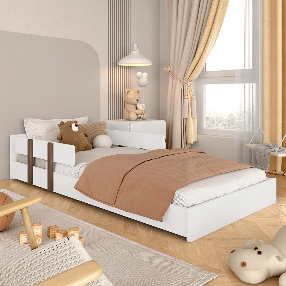Cama Montessoriana Infantil Com Aplique Wendy Branco/freijó - M.a