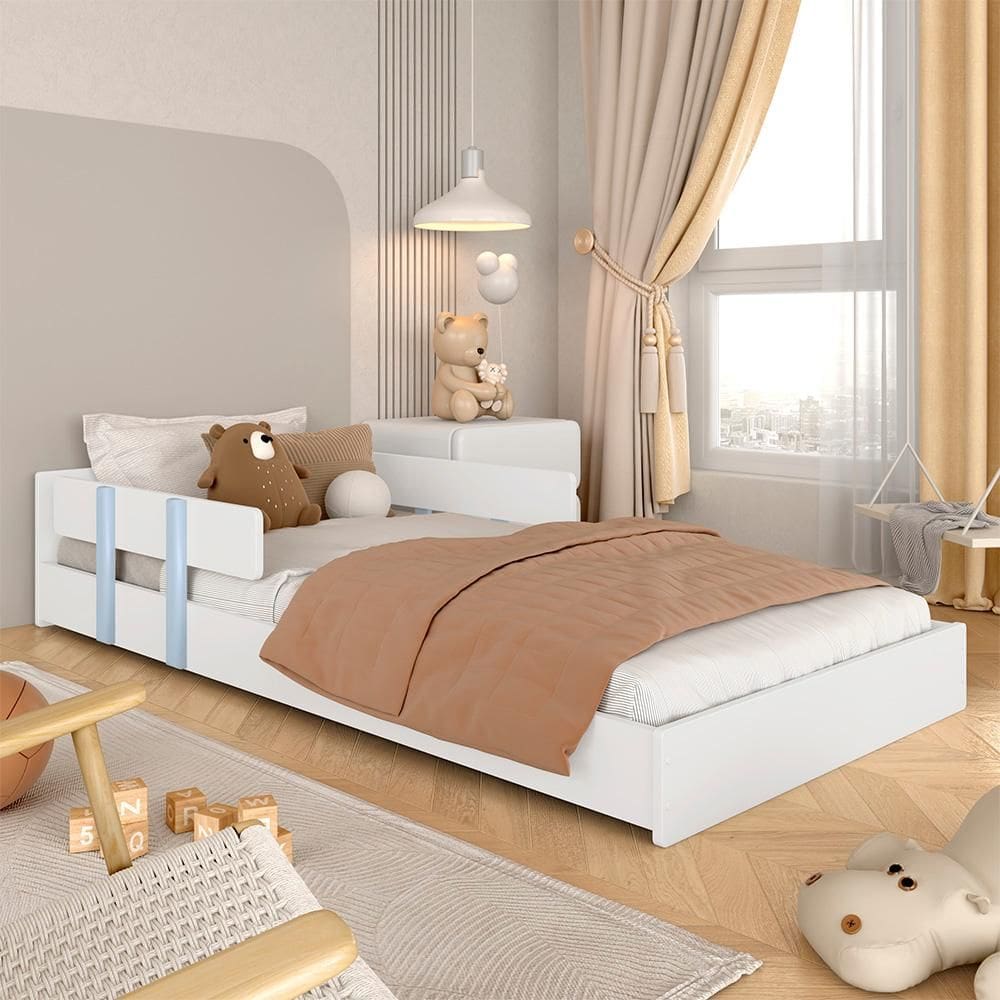 Cama Montessoriana Infantil Com Aplique Wendy Branco/azul - M.a