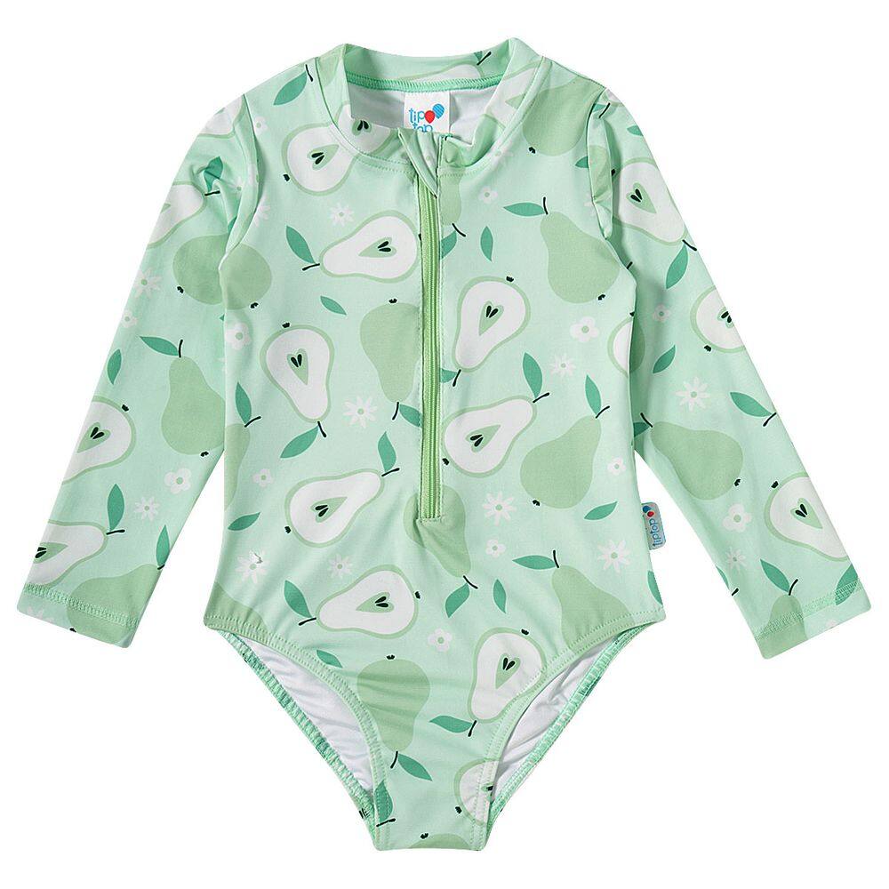 Maiô Manga Longa Infantil Proteção UV Pera Verde Claro Tip Top