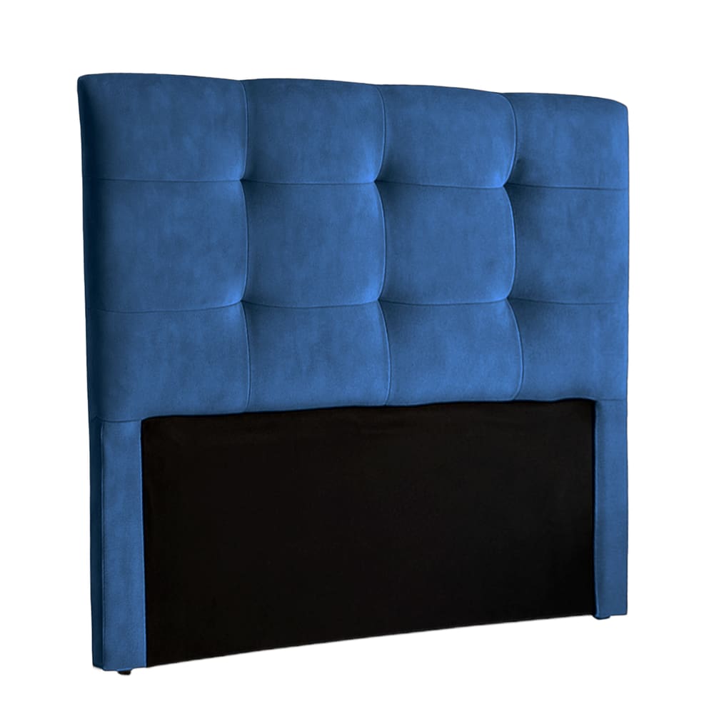 Cabeceira Estofada Queen Alice Nature Veludo Azul 158x136