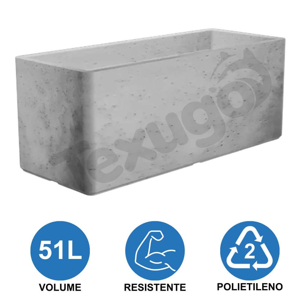 Cachepô Floreira Urbe 88 Jardineira Polietileno 86x29x29cm Japi - Cimento Queimado