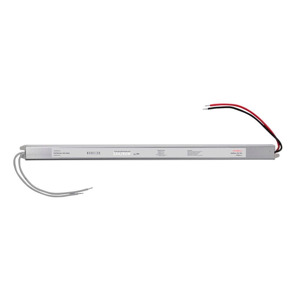 Fonte Slim Para Fita Led Nordecor 24V 2,5A / 60W Bivolt