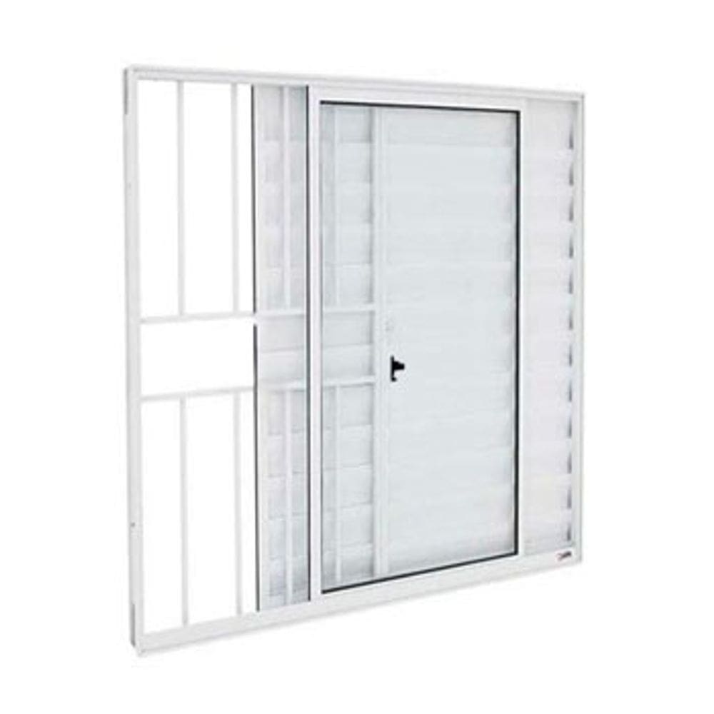 Veneziana 3 Folhas Aluminio Branco 1,00x1,50 C/grade