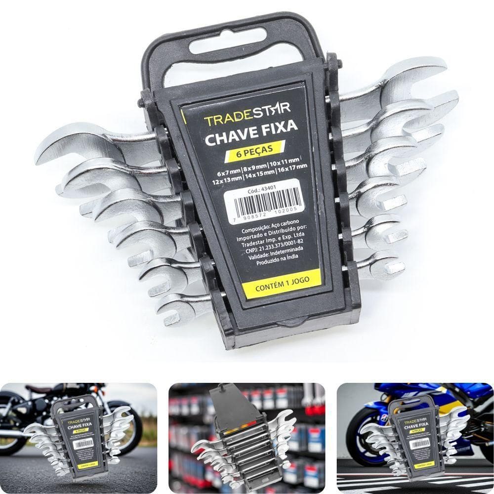 Jogo Chave Fixa 6 - 17 Mm 6 Peças Aço Carbono Tradestar